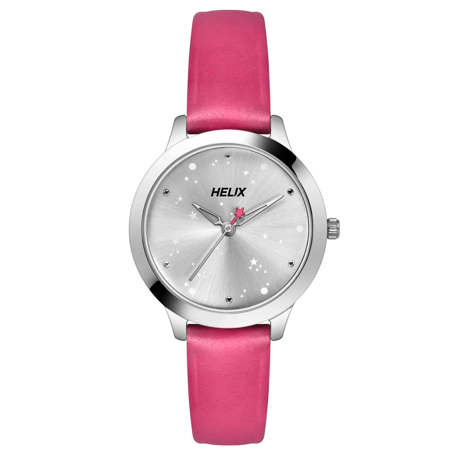 Helix By Timex Silver Round Analog Leather Watch Women -TW022HL29 - KRISHNA WATCH COMPANY