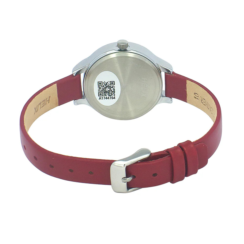 Helix By Timex Red Round Analog Leather Watch Women -TW027HL20 - KRISHNA WATCH COMPANY