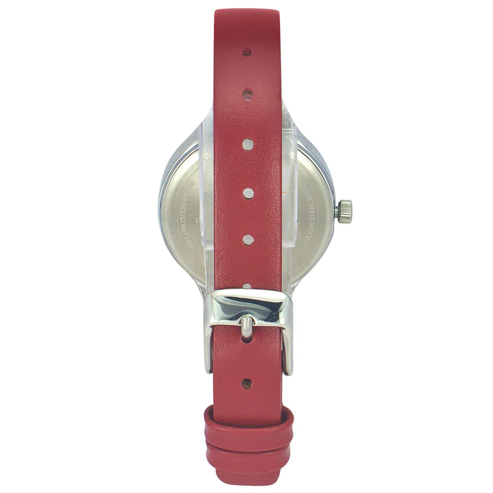 Helix By Timex Red Round Analog Leather Watch Women -TW027HL20 - KRISHNA WATCH COMPANY