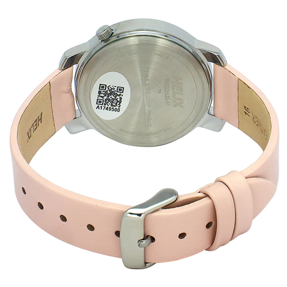 Helix By Timex Silver Round Analog Leather Watch Women -TW032HL32 - KRISHNA WATCH COMPANY