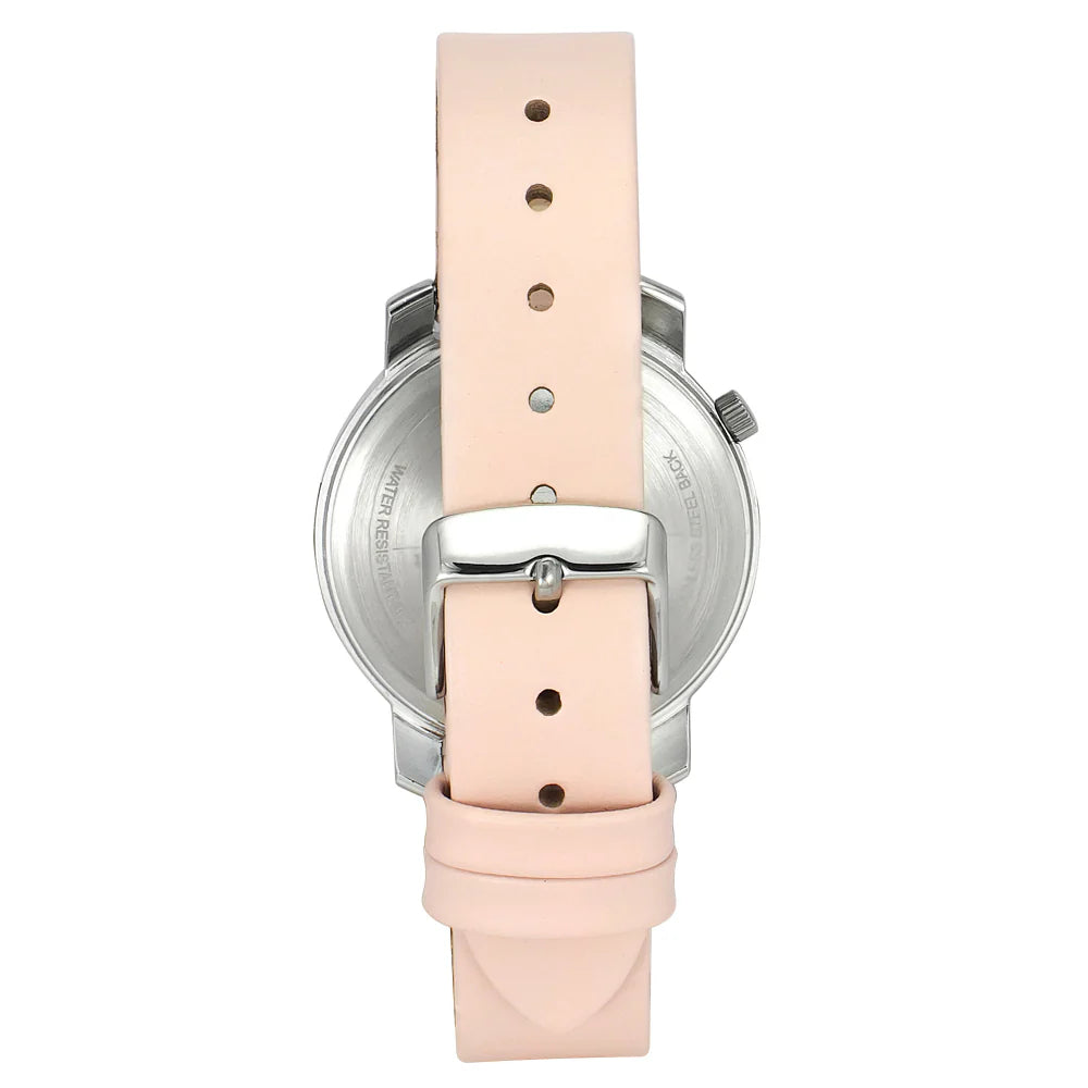 Helix By Timex Silver Round Analog Leather Watch Women -TW032HL32 - KRISHNA WATCH COMPANY