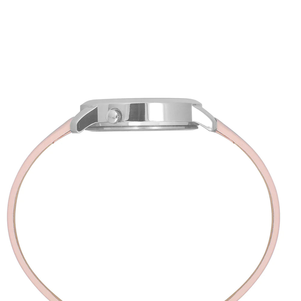 Helix By Timex Silver Round Analog Leather Watch Women -TW032HL32 - KRISHNA WATCH COMPANY
