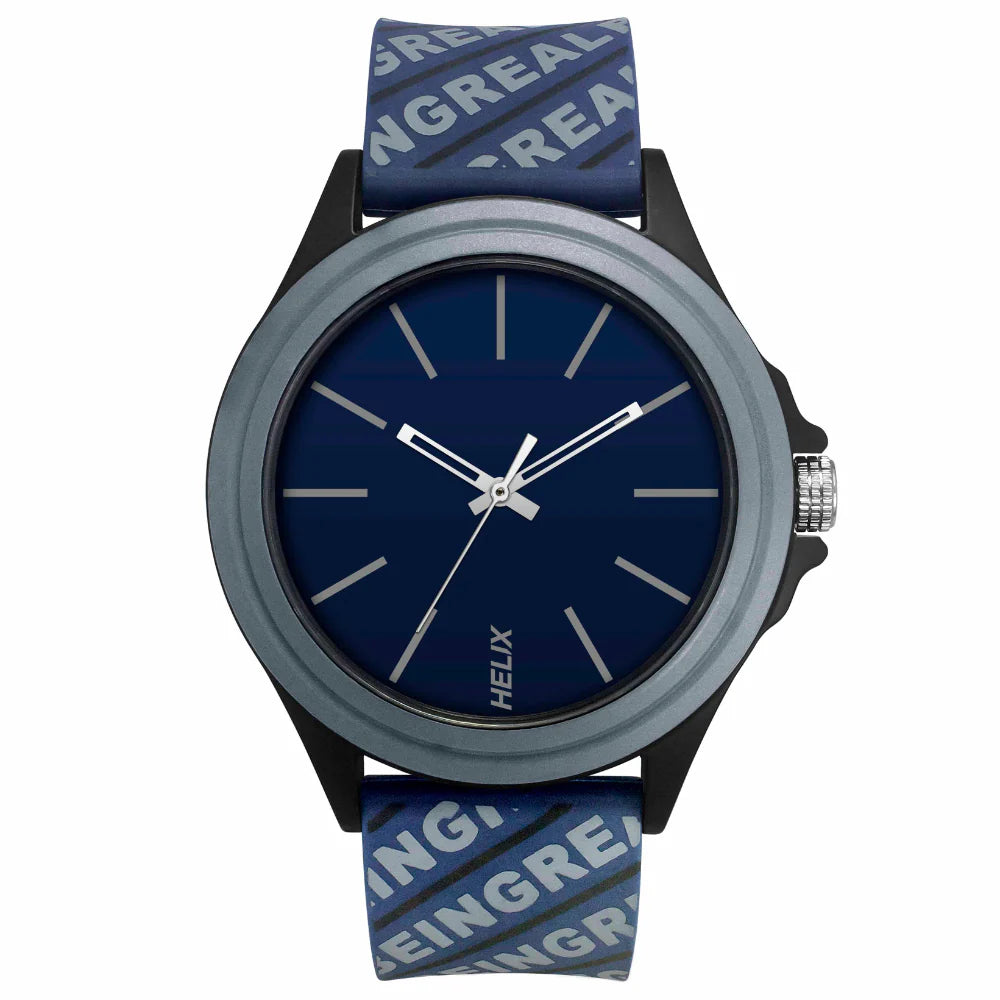 Helix By Timex Blue Round Analog Silicone Watch Men -TW042HG06 - KRISHNA WATCH COMPANY