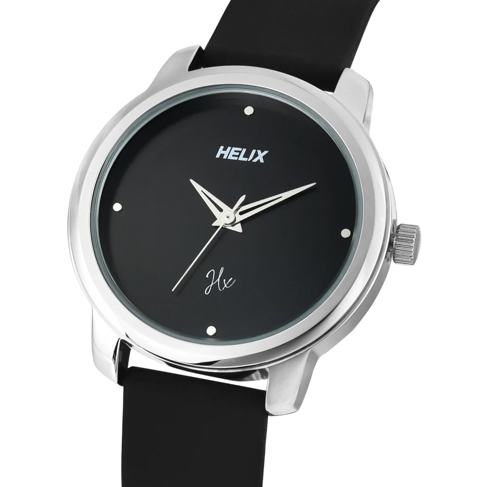 Helix By Timex Black Round Analog Silicone Watch Women -TW048HL16 - KRISHNA WATCH COMPANY