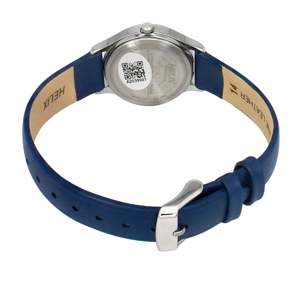 Helix By Timex Blue Round Analog Leather Watch Women -TW051HL00 - KRISHNA WATCH COMPANY