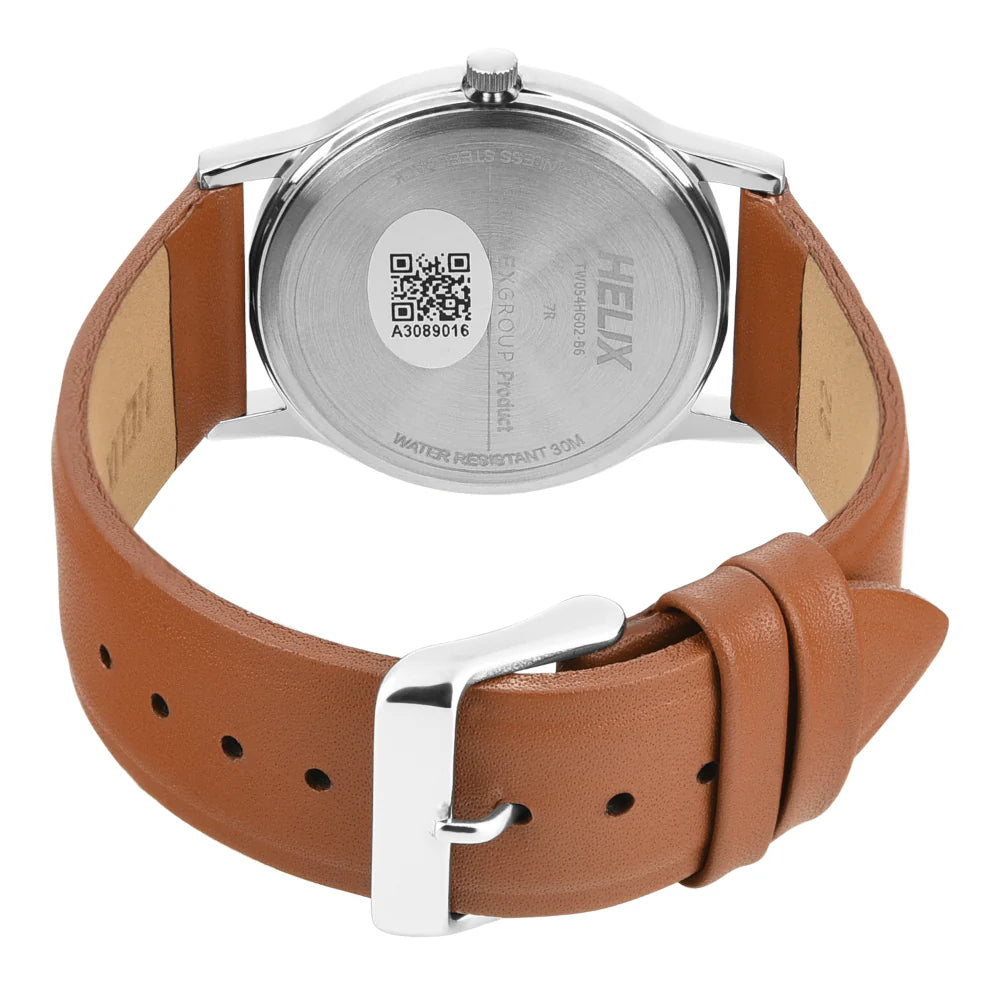 Helix By Timex Blue Round Analog Leather Watch Men - TW054HG02 - KRISHNA WATCH COMPANY