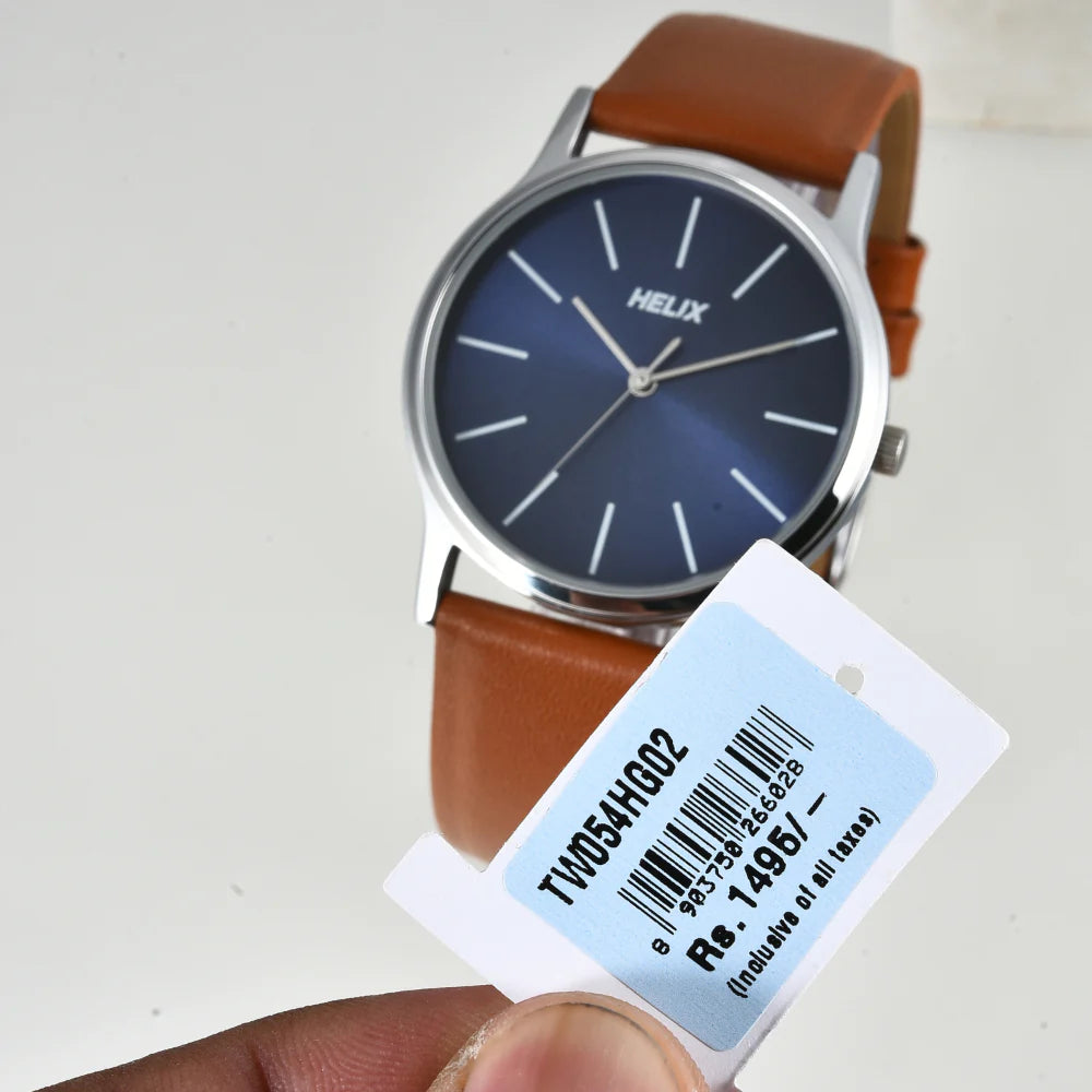 Helix By Timex Blue Round Analog Leather Watch Men - TW054HG02 - KRISHNA WATCH COMPANY