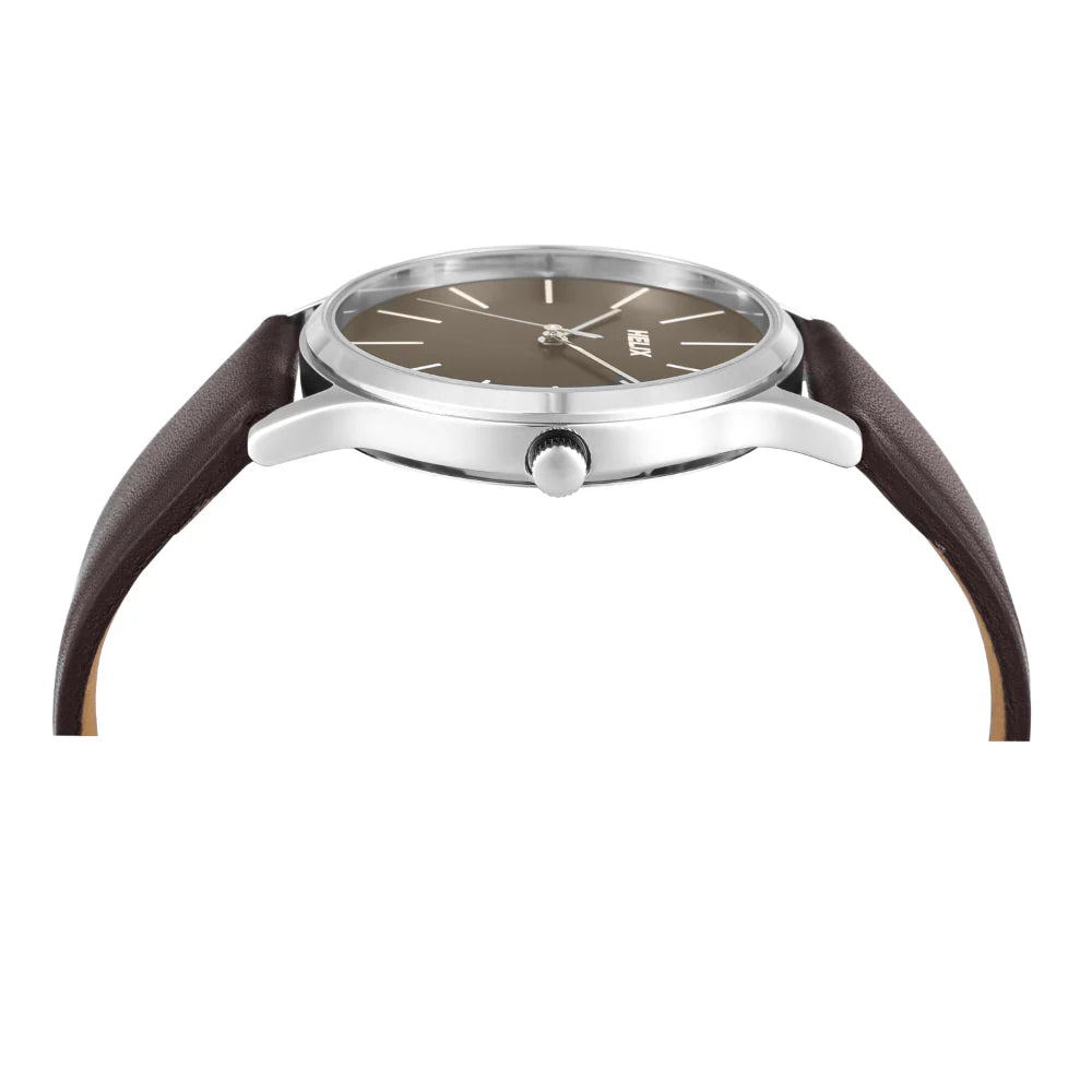 Helix By Timex Brown Round Analog Leather Watch Men -TW054HG03 - KRISHNA WATCH COMPANY