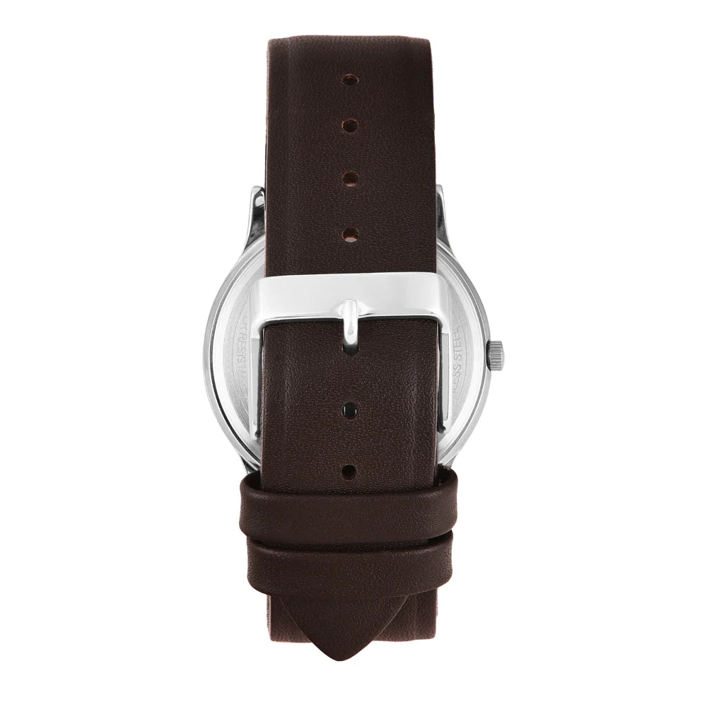 Helix By Timex Brown Round Analog Leather Watch Men -TW054HG03 - KRISHNA WATCH COMPANY
