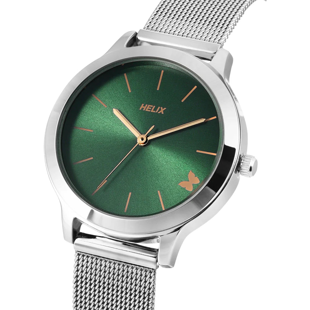 Helix By Timex Green Round Analog Stainless Steel Watch Women -TW055HL03 - KRISHNA WATCH COMPANY