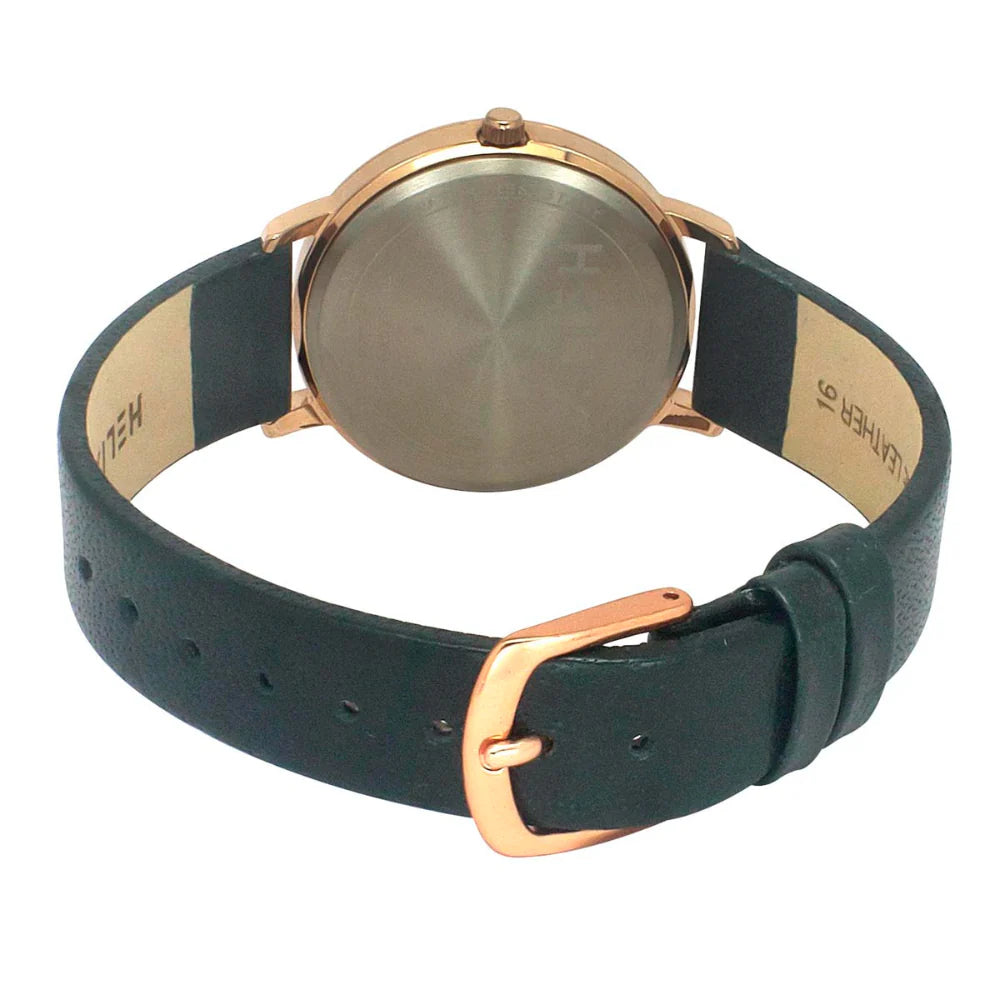 Helix By Timex Green Round Analog Leather Watch Women -TW056HL07T - KRISHNA WATCH COMPANY