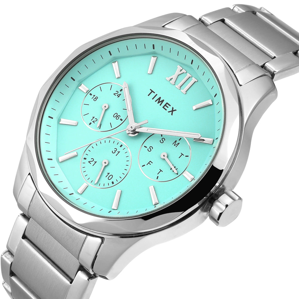 Timex Chrono Tiffany Blue Round Dial Men's Watch - TW0TG7639 - KRISHNA WATCH COMPANY