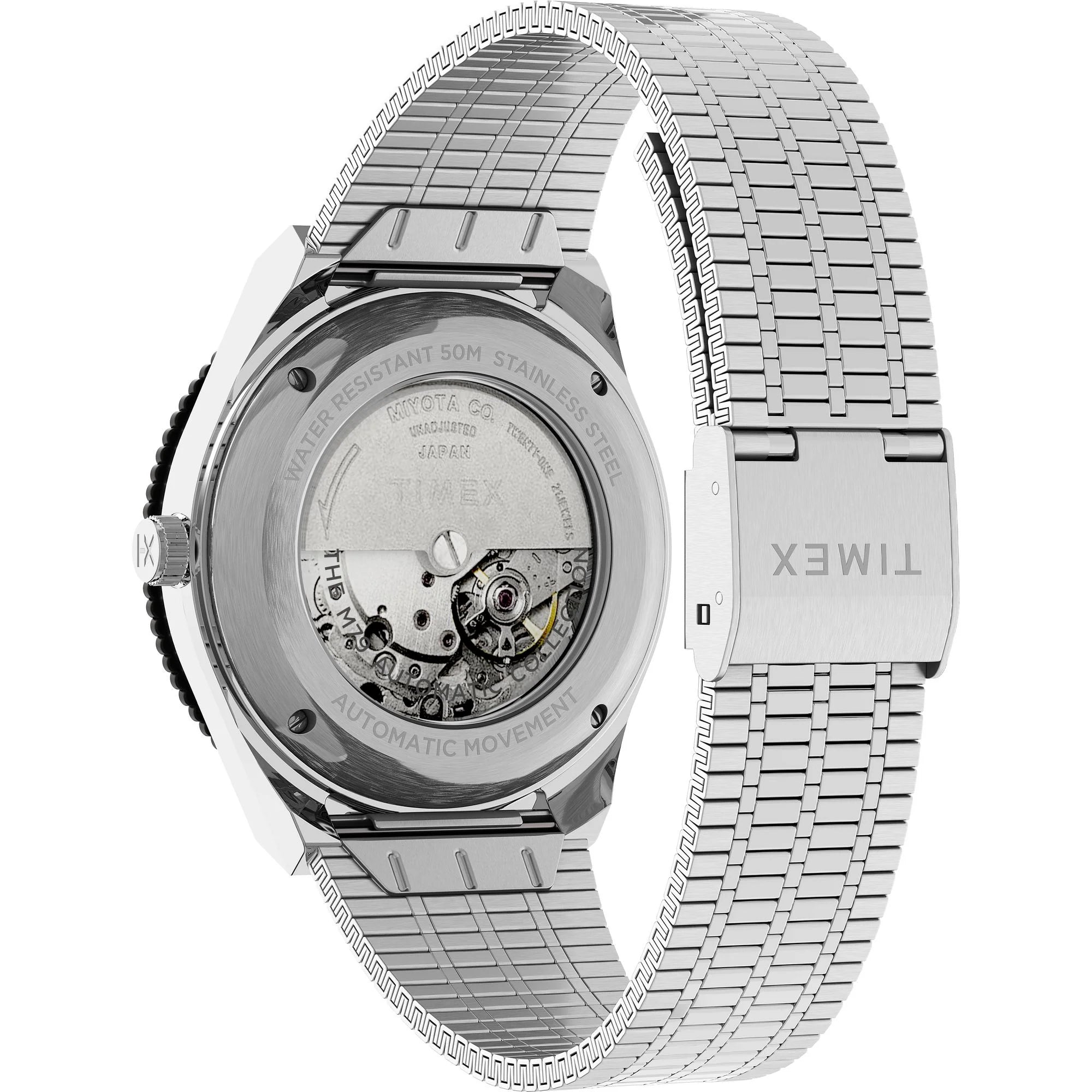 Timex Q Timex Automatic Black Dial St Steel Bracelet Watch for Men TW2U83400U9 - KRISHNA WATCH COMPANY