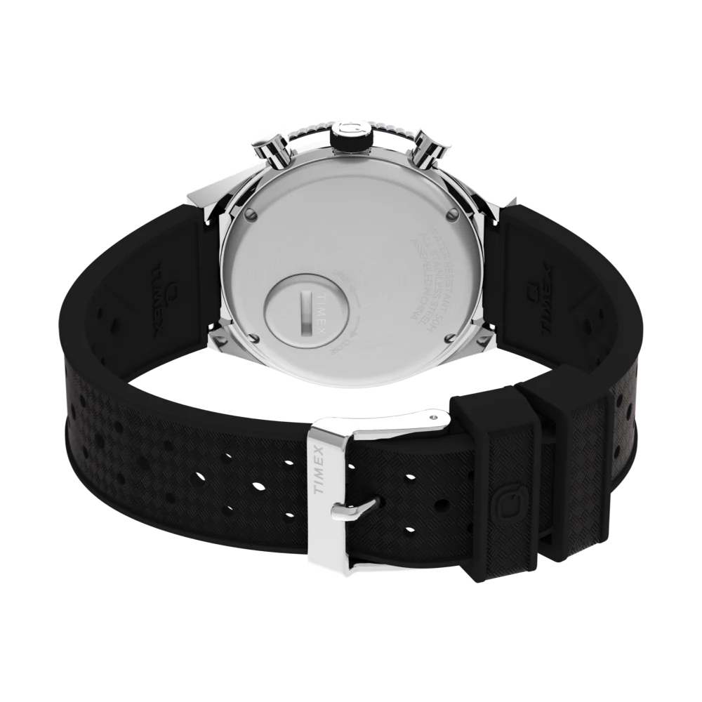 Timex Q Timex 3-Time Zone Chronograph 40mm Synthetic Rubber Strap Watch TW2V70200UJ - KRISHNA WATCH COMPANY