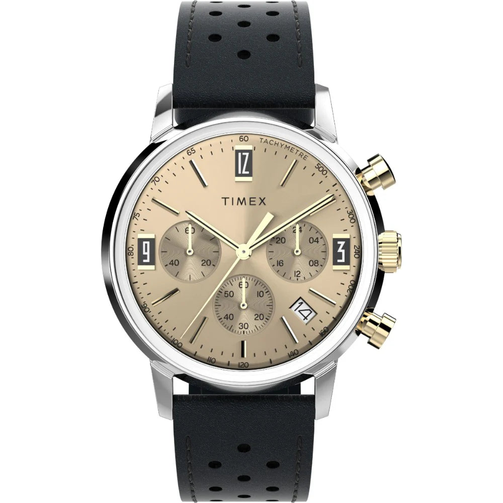 Timex marlin Men's Beige Analog Round Stainless Steel Dial Watch TW2W10000UJ