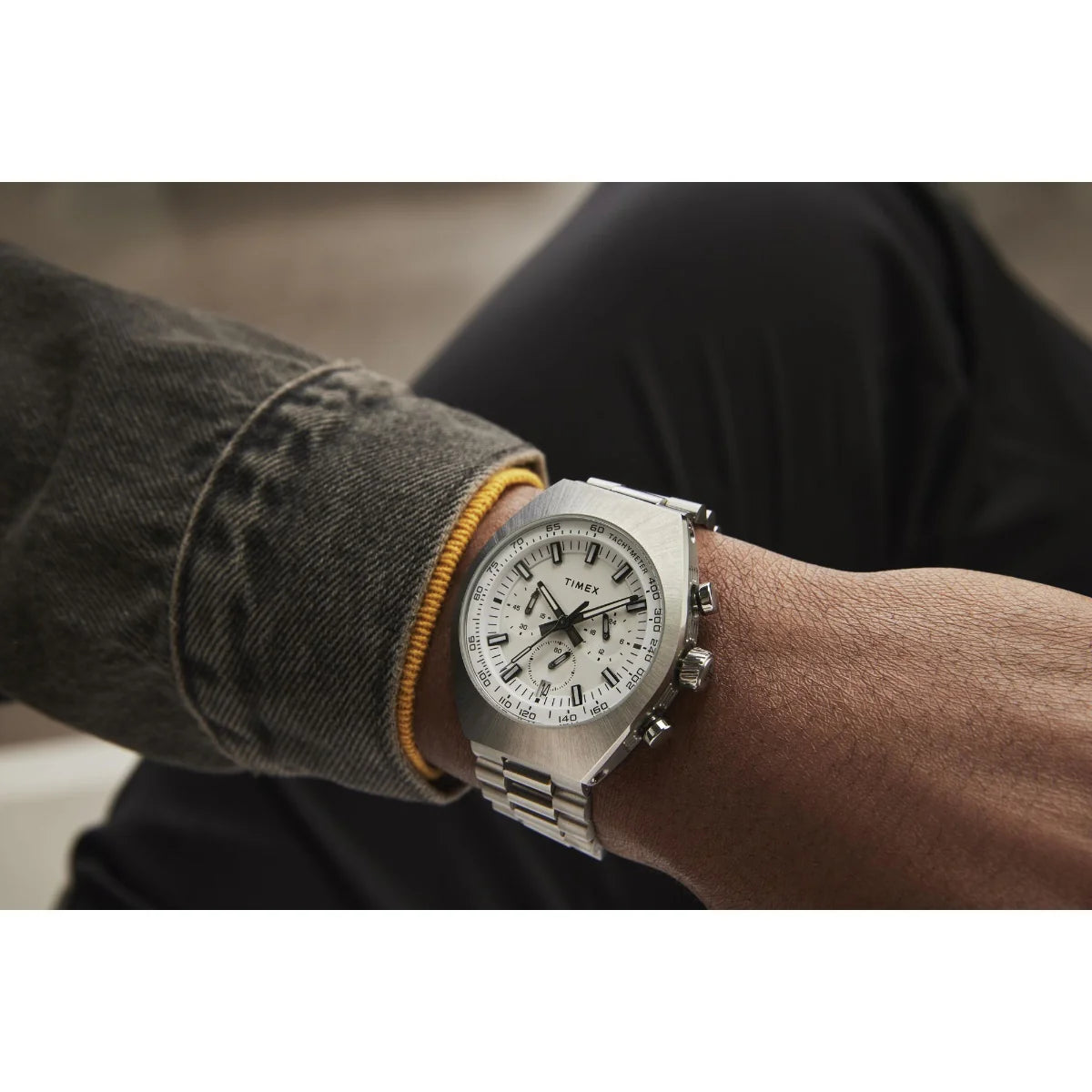 Timex Legacy Tonneau Chronograph 42mm Stainless Steel Bracelet Watch TW2W22200UJ - KRISHNA WATCH COMPANY