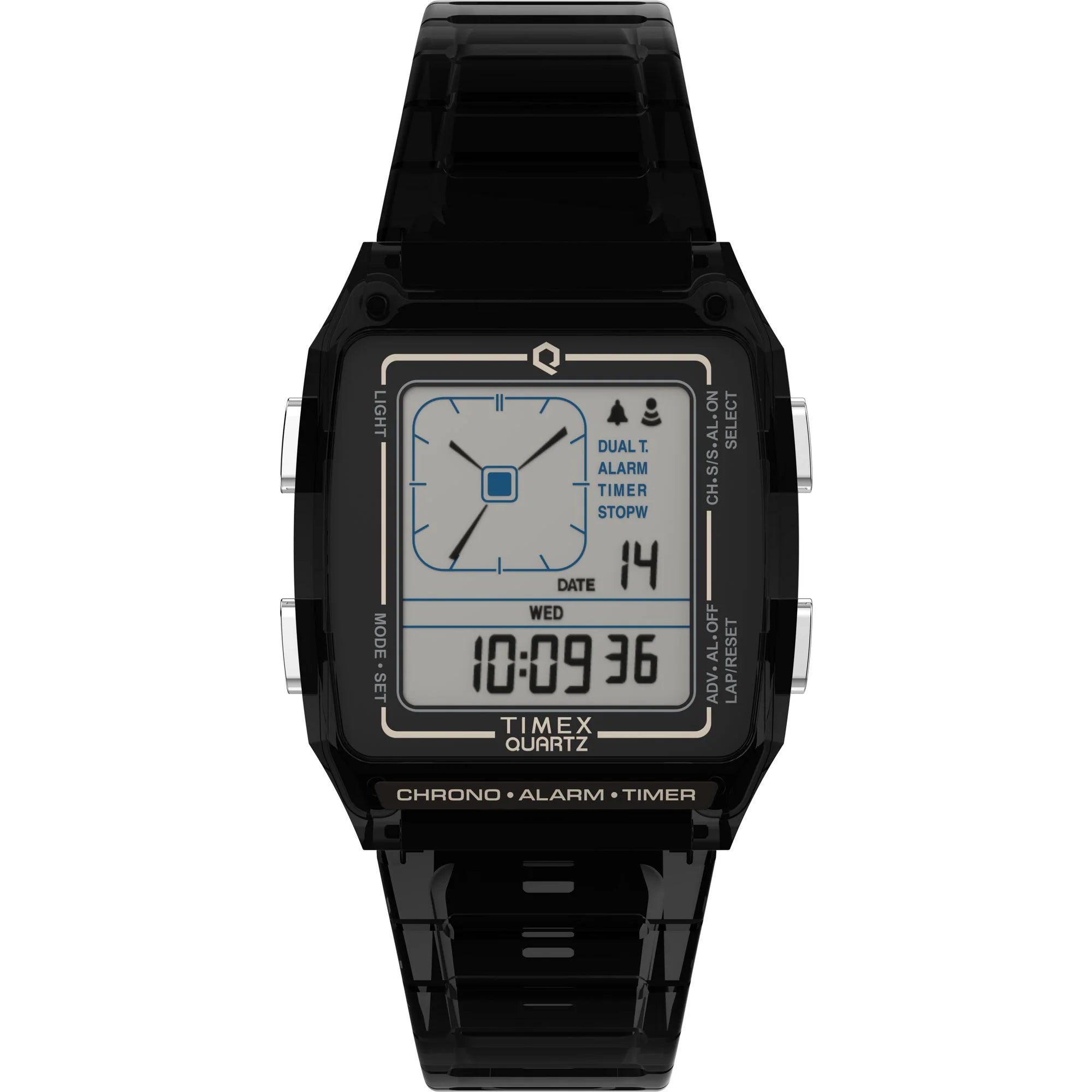 Q Timex Grey Rectangle Dial Digital Unisex Watch - TW2W45000UJ - KRISHNA WATCH COMPANY