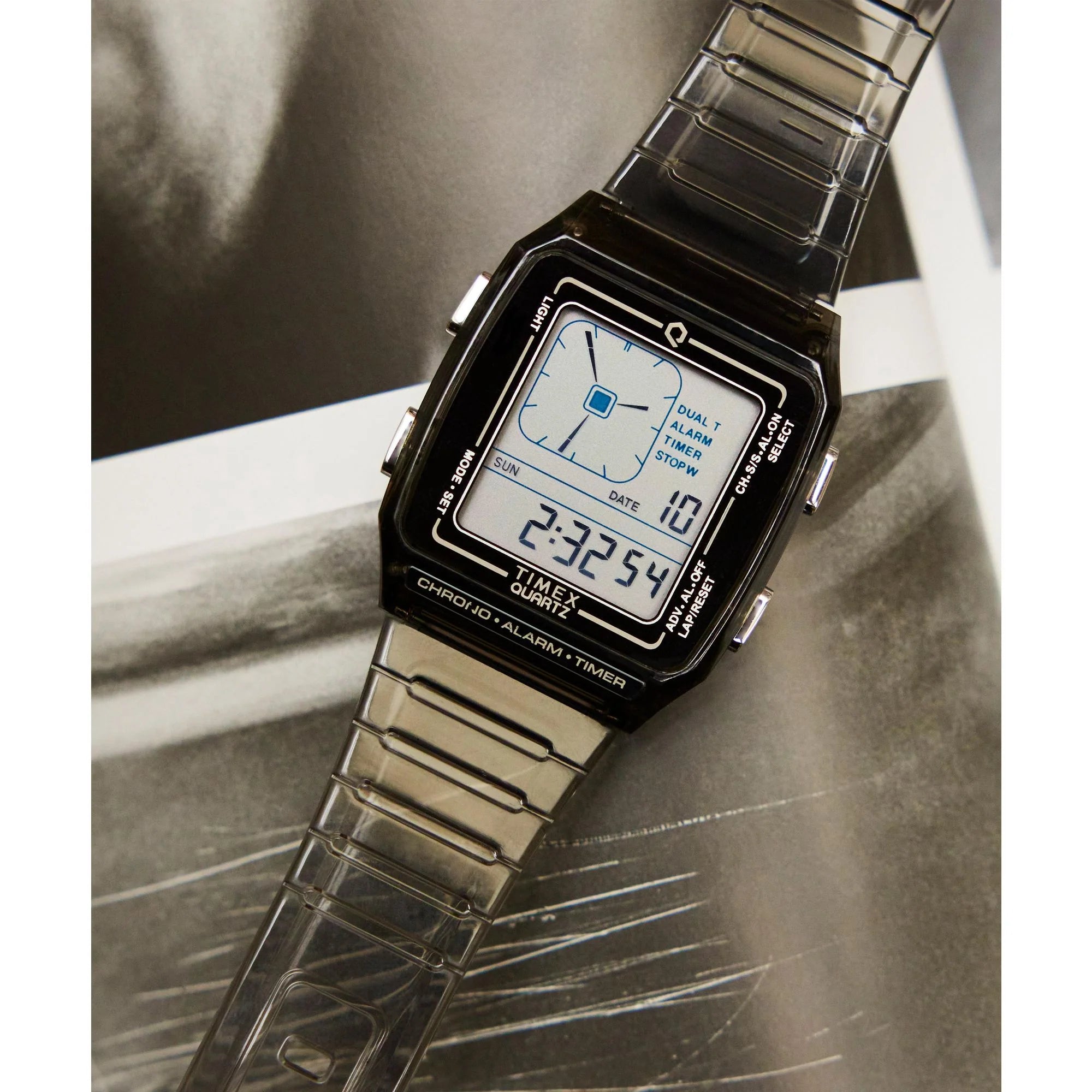 Q Timex Grey Rectangle Dial Digital Unisex Watch - TW2W45000UJ - KRISHNA WATCH COMPANY