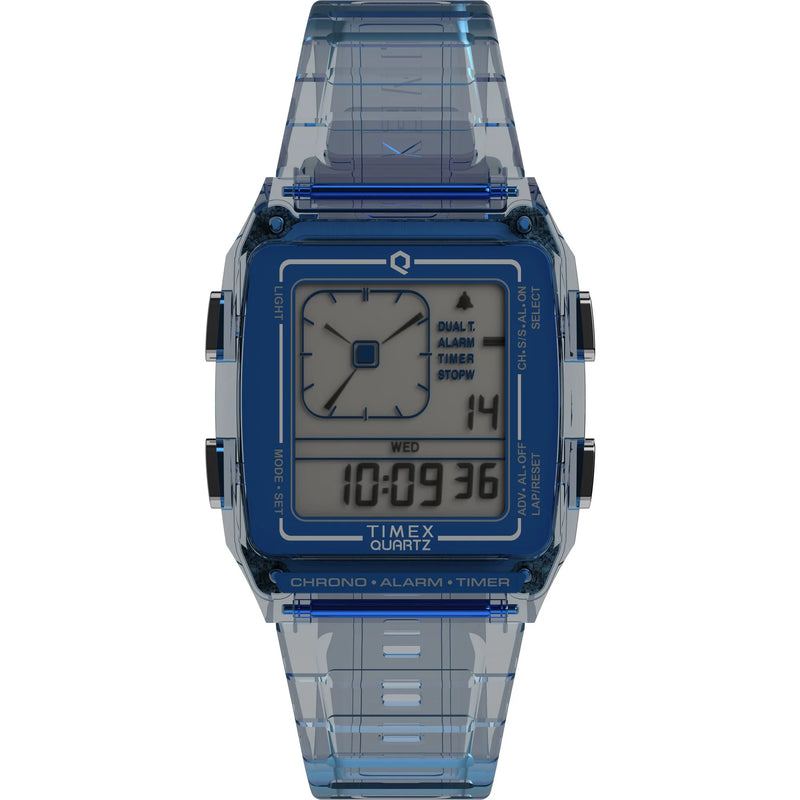 Q Timex Grey Rectangle Dial Digital Unisex Watch - TW2W45100UJ