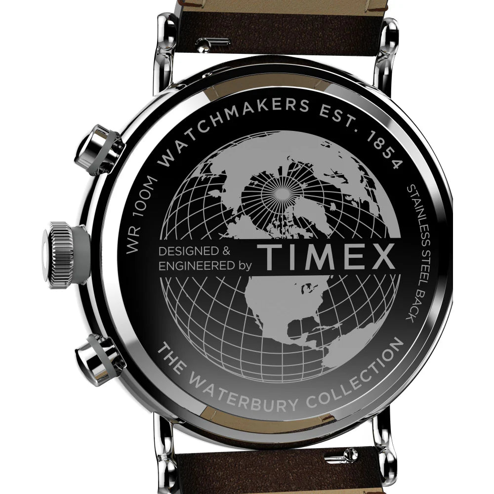 TIMEX Waterbury Standard 43mm Leather Strap Watch TW2W47300UJ - KRISHNA WATCH COMPANY