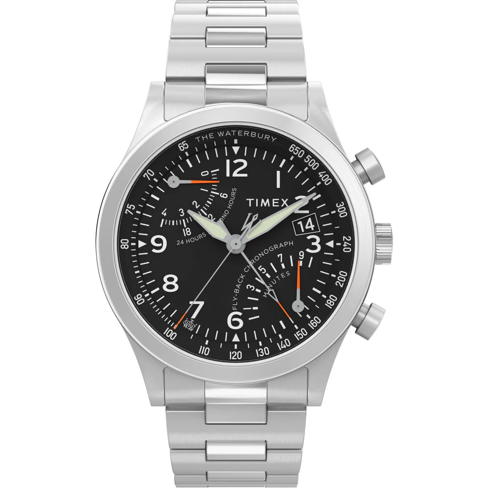 TIMEX Waterbury Traditional Fly Back Chronograph 43mm Stainless Steel Bracelet Watch TW2W47800UJ - KRISHNA WATCH COMPANY