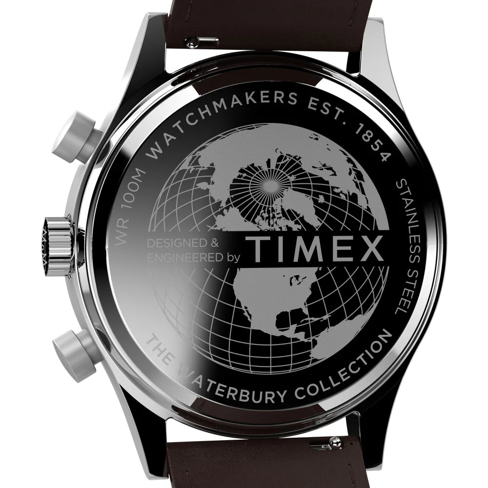 TIMEX Waterbury Traditional Fly Back Chronograph 43mm Leather Strap Watch TW2W47900UJ - KRISHNA WATCH COMPANY