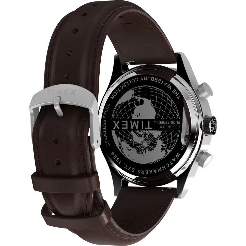 TIMEX Waterbury Traditional Fly Back Chronograph 43mm Leather Strap Watch TW2W47900UJ - KRISHNA WATCH COMPANY