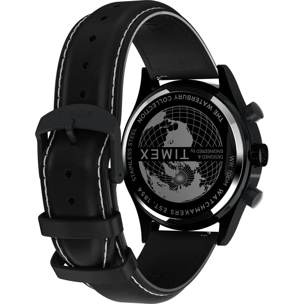 TIMEX Waterbury Traditional Fly Back Chronograph 43mm Leather Strap Watch TW2W48000UJ - KRISHNA WATCH COMPANY