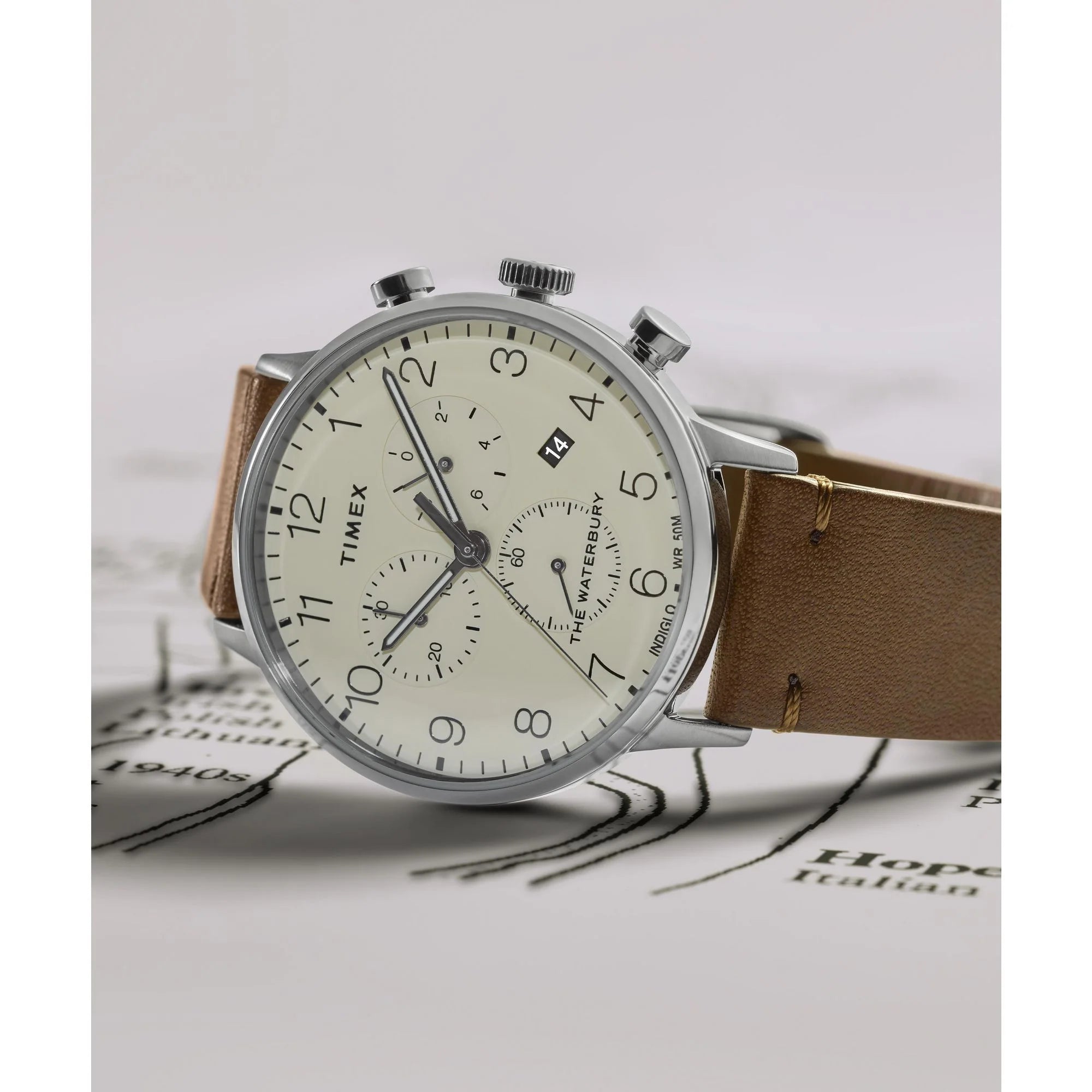 TIMEX Waterbury Men Cream Round Dial Analog Watch - TW2W50900UJ - KRISHNA WATCH COMPANY