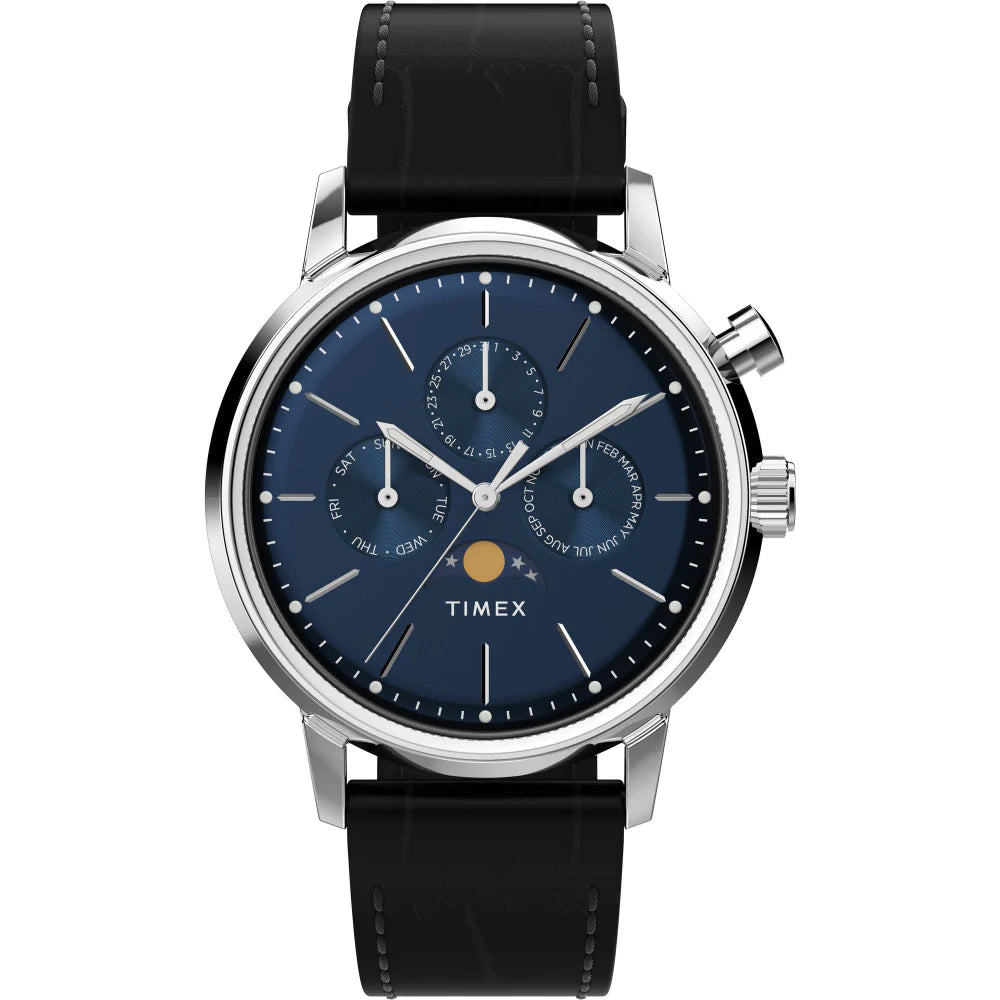 TIMEX Leather Marlin Men Blue Round Dial Analog Watch - Tw2W51200Uj - KRISHNA WATCH COMPANY