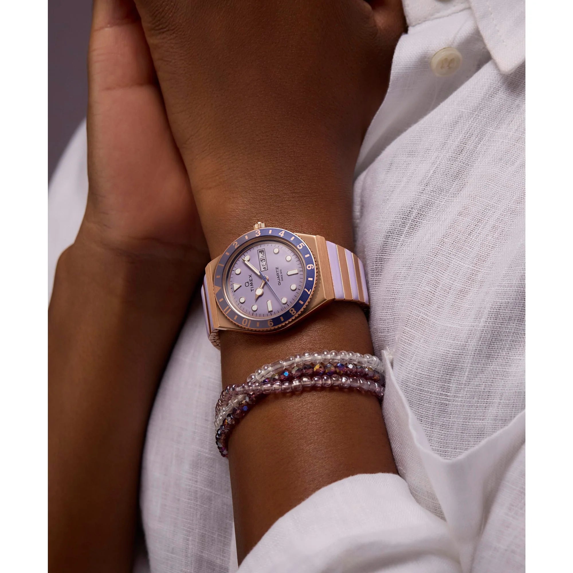 Q Timex Purple Round Dial Analog Women's Watch - TW2W87700UJ - KRISHNA WATCH COMPANY