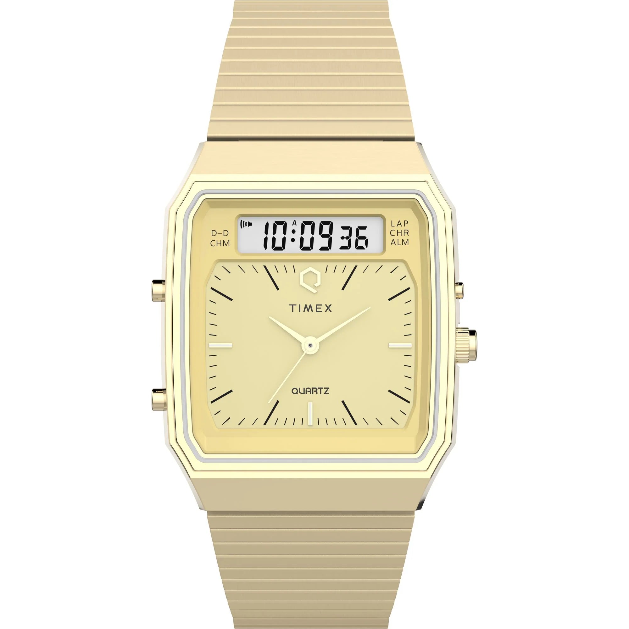 Q Timex Champagne Rectangle Dial Ana-Digital Men's Watch - TW2Y06000UJ - KRISHNA WATCH COMPANY