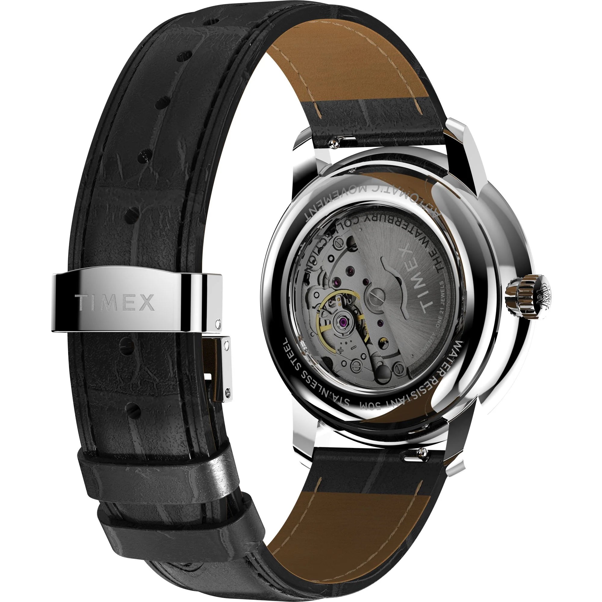 TIMEX Waterbury Black Round Dial Mechanical Automatic Men's Watch - TW2Y23000UJ - KRISHNA WATCH COMPANY
