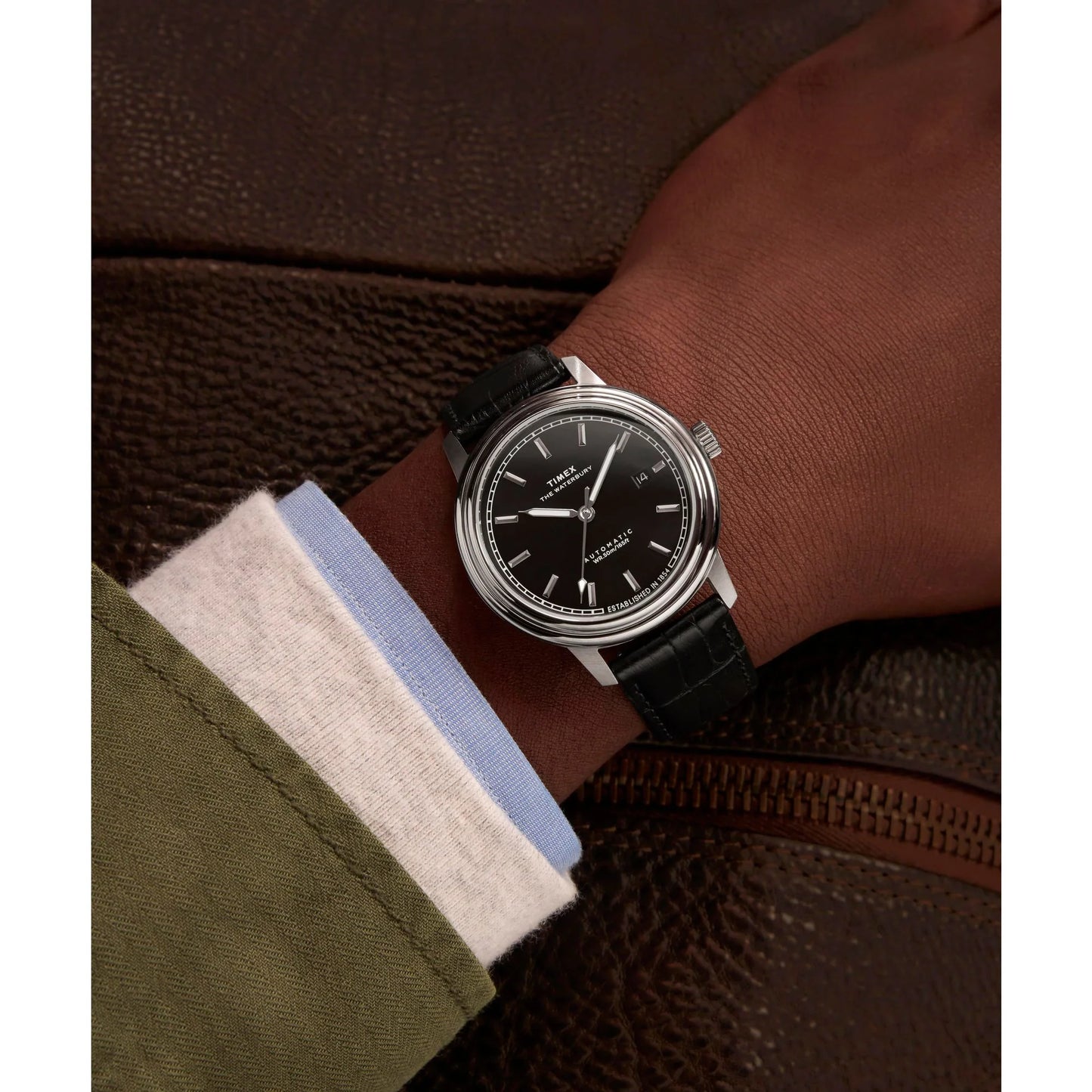 TIMEX Waterbury Black Round Dial Mechanical Automatic Men's Watch - TW2Y23000UJ