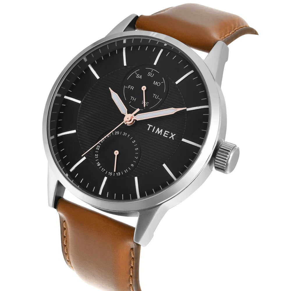 Timex Men Multifunction Black Round Brass Dial Watch- TWEG19913 - KRISHNA WATCH COMPANY