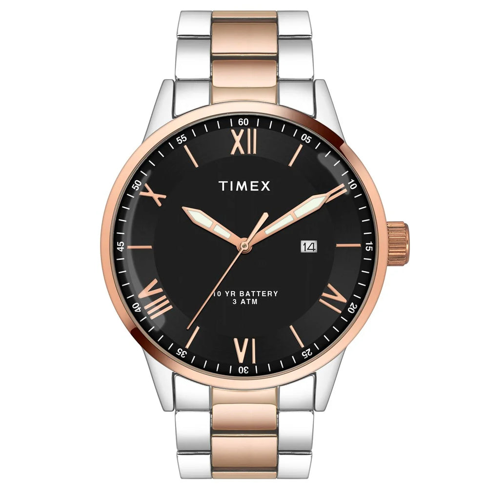 Timex E Class Male Black Analog Stainless Steel Watch TWEG19919 - KRISHNA WATCH COMPANY