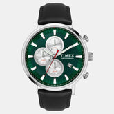 Timex Men's Green Round Chronograph Leather Watch TWEG20023