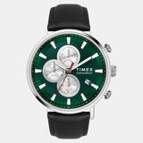 Timex Men's Green Round Chronograph Leather Watch TWEG20023