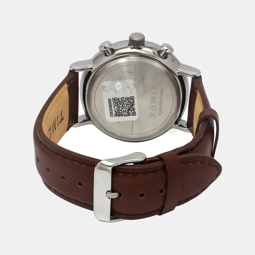 Timex Men's Blue Round Chronograph Leather Watch - TWEG20024 - KRISHNA WATCH COMPANY