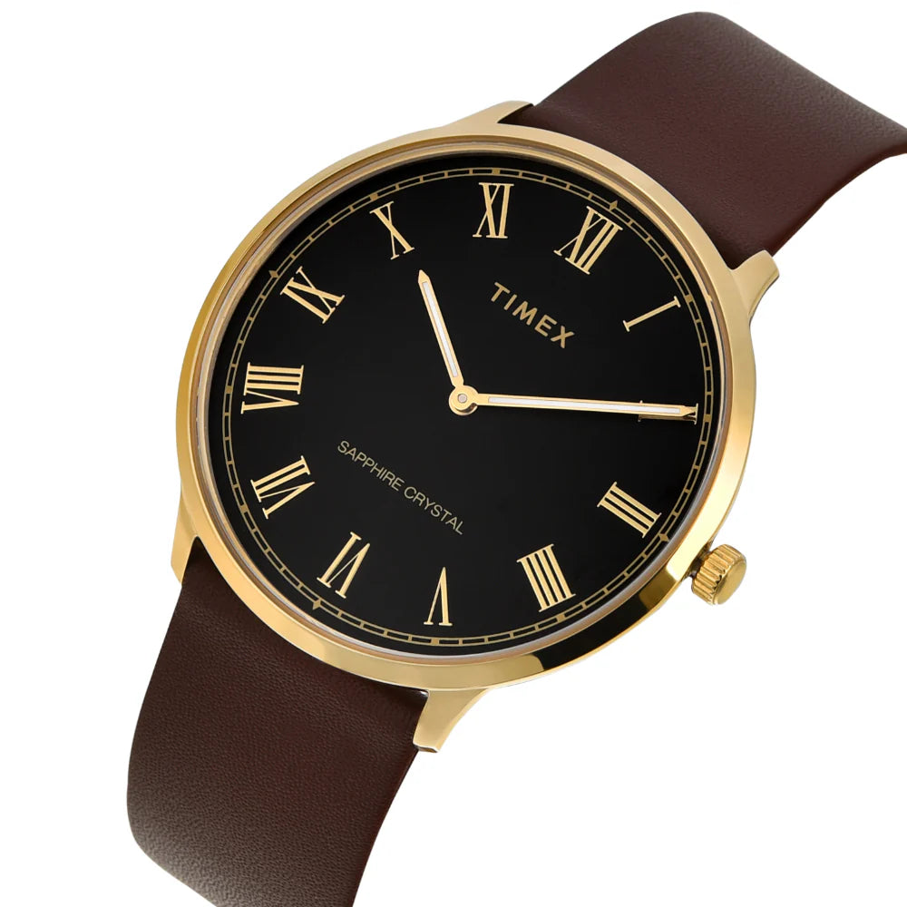 Timex Men Black Round Analog Dial Watch- TWEG22103 - KRISHNA WATCH COMPANY