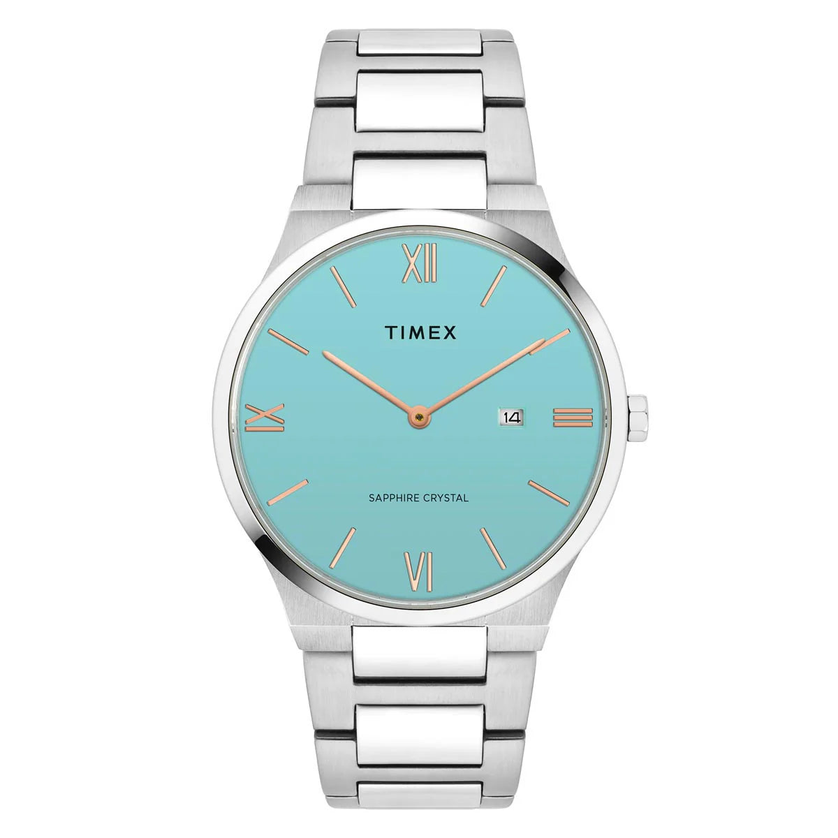 Timex Glossy Robin’s Egg Blue Stainless Steel Men's Watch - TWEG23604 - KRISHNA WATCH COMPANY