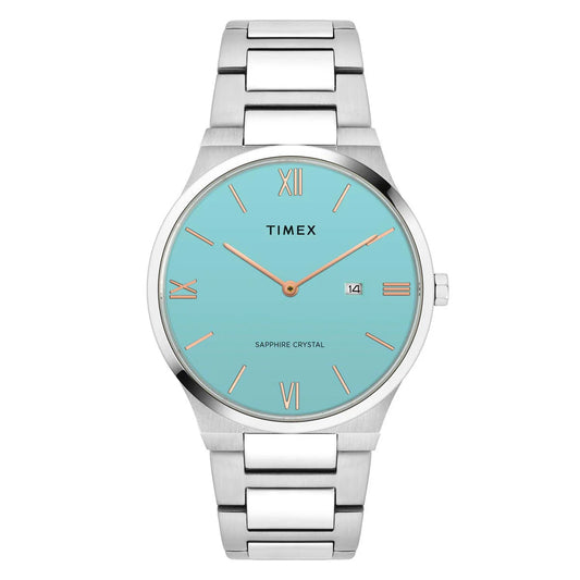Timex Glossy Robin’s Egg Blue Stainless Steel Men's Watch - TWEG23604