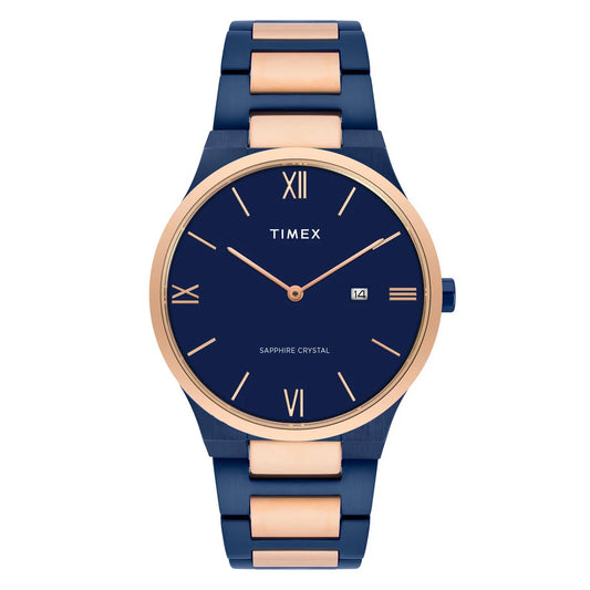 Timex Glossy Blue Dial Stainless Steel Bracelet Men's Watch - TWEG23607