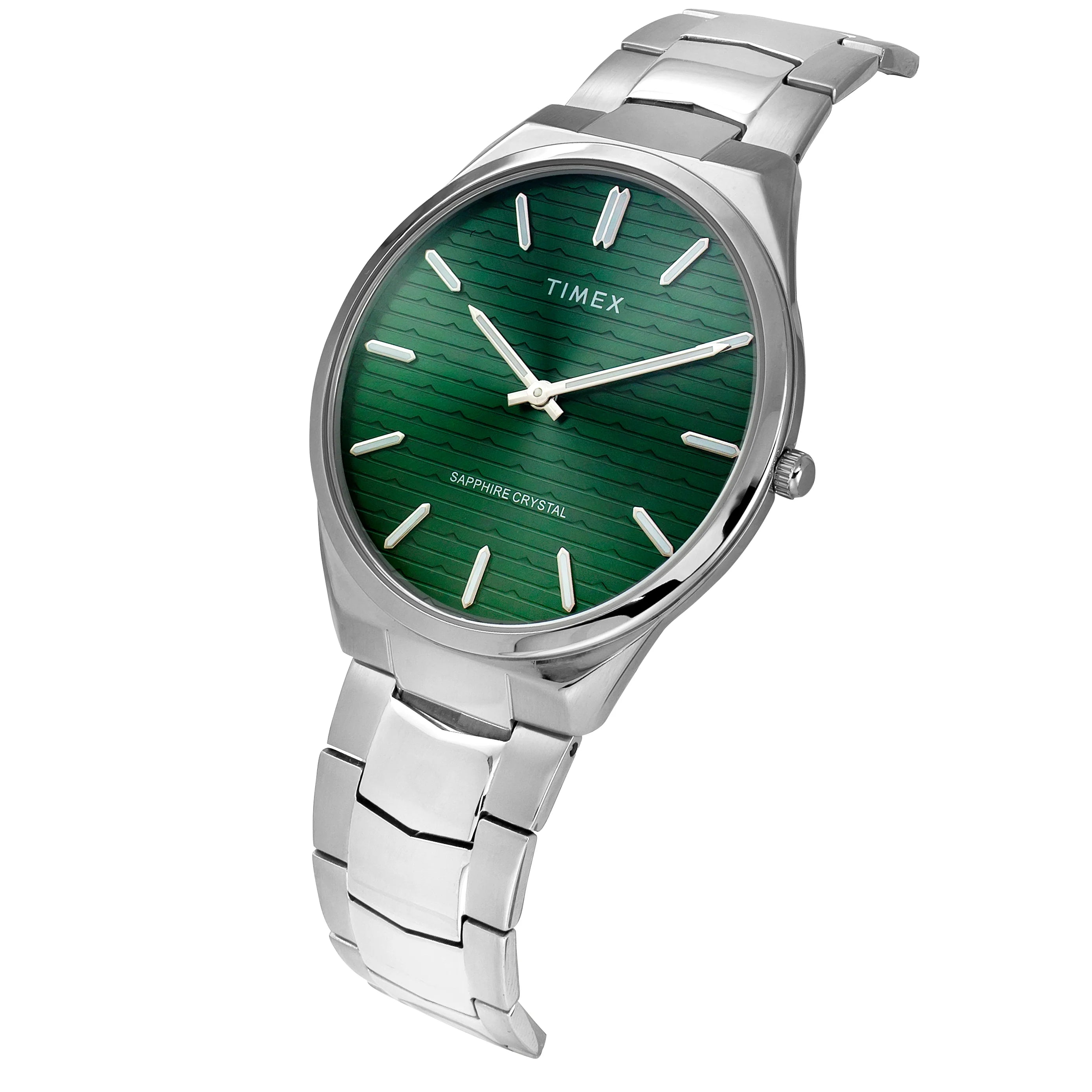 Timex Green Textured Dial Stainless Steel Bracelet Men's Watch - TWEG25800 - KRISHNA WATCH COMPANY