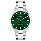 Timex Green Textured Dial Stainless Steel Bracelet Men's Watch - TWEG25800