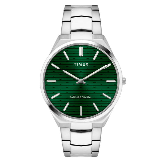 Timex Green Textured Dial Stainless Steel Bracelet Men's Watch - TWEG25800