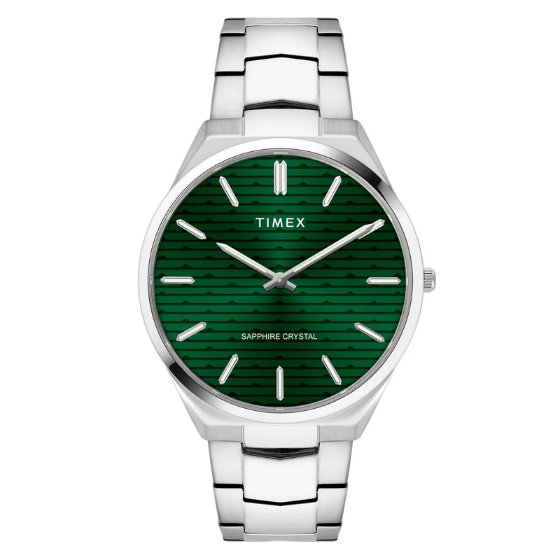 Timex Green Textured Dial Stainless Steel Bracelet Men's Watch - TWEG25800