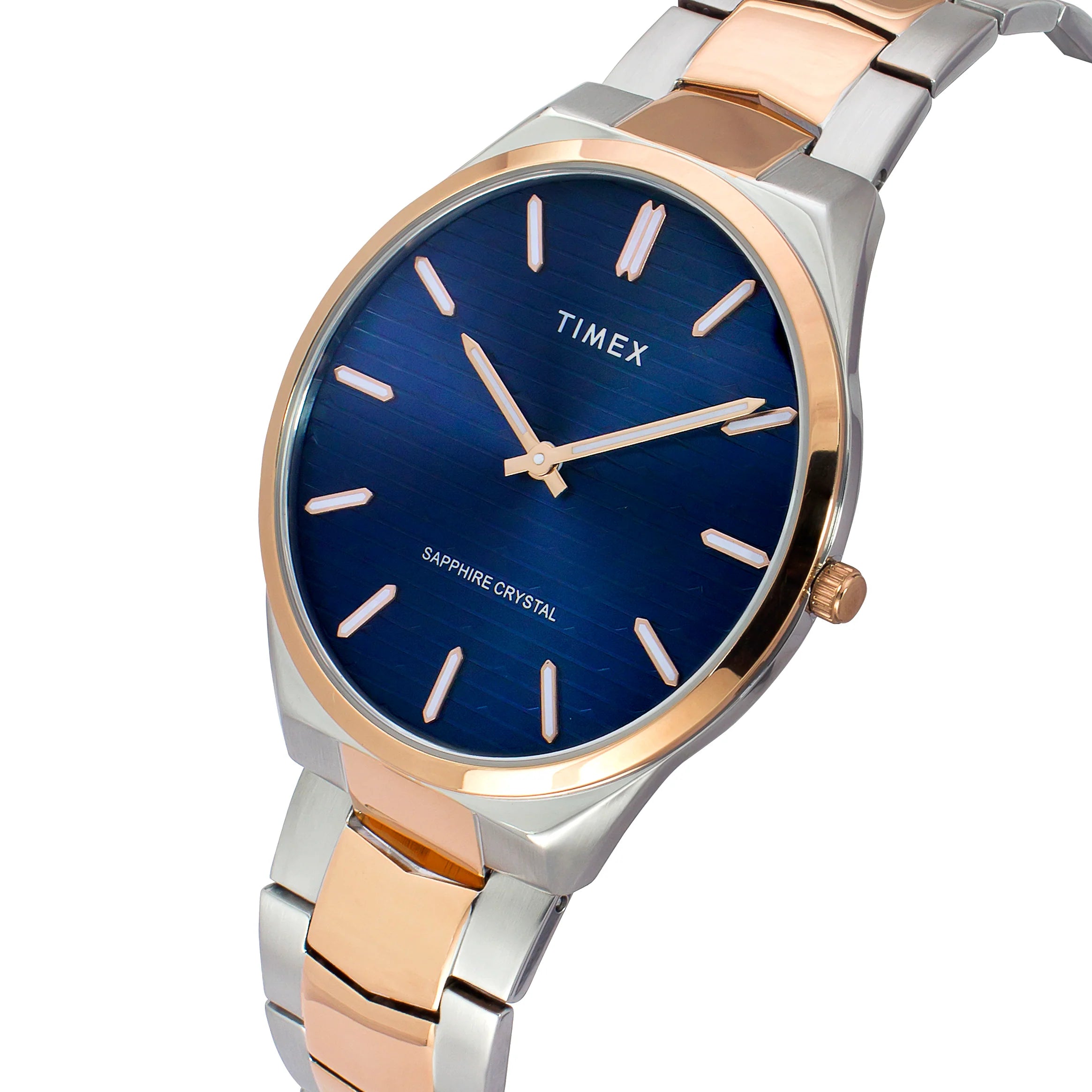 Timex Blue Textured Dial Stainless Steel Bracelet Men's Watch - TWEG25802 - KRISHNA WATCH COMPANY