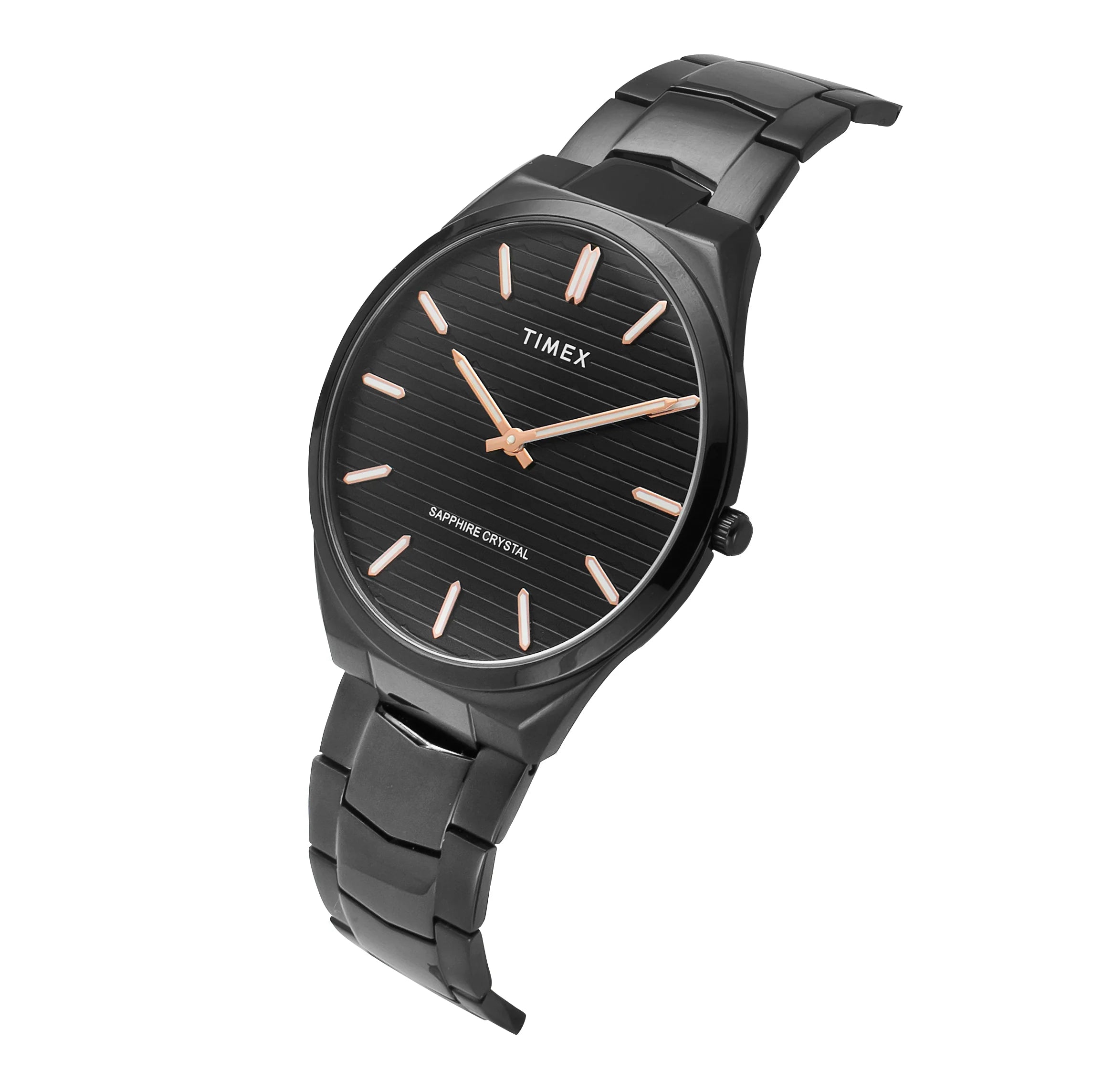 Timex Black Textured Dial Stainless Steel Bracelet Men's Watch - TWEG25803 - KRISHNA WATCH COMPANY