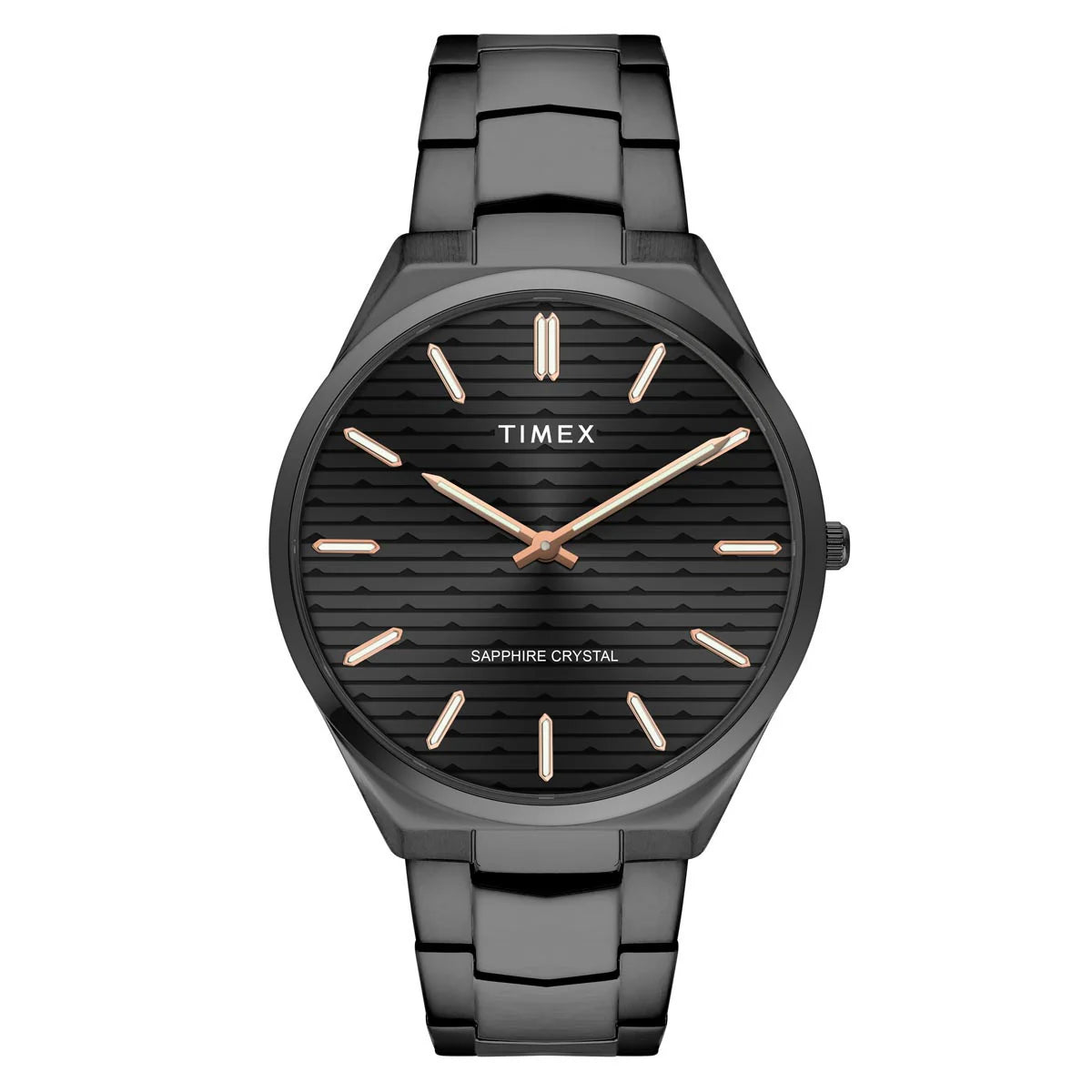 Timex Black Textured Dial Stainless Steel Bracelet Men's Watch - TWEG25803 - KRISHNA WATCH COMPANY